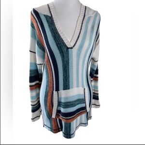 SALE Soft Surroundings Knit Striped Bimini Hoodie Pullover Sweater Petite S